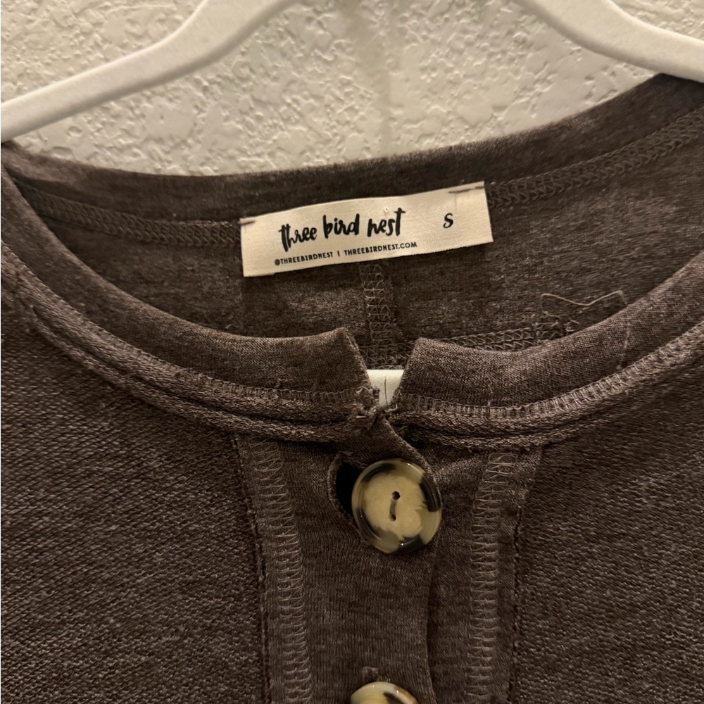 Three Bird Nest The Nest Sweet Nothings Baby Doll Dress Charcoal Brown Size S - Picture 3 of 4